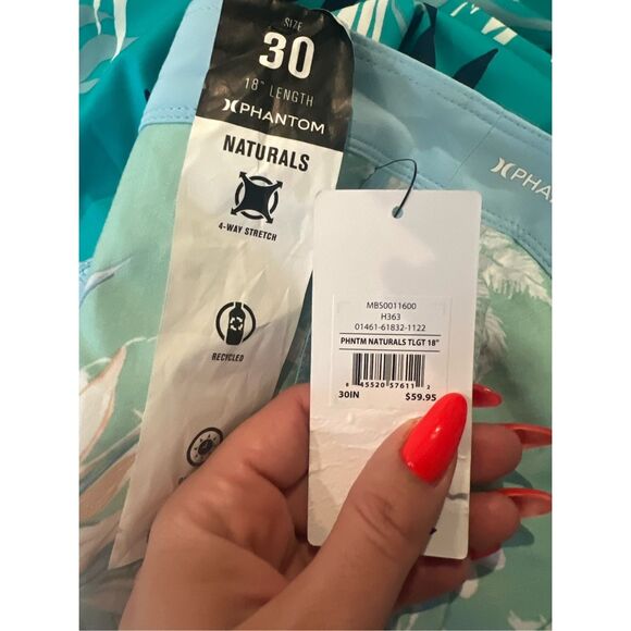 Hurley NWT Phantom Naturals Tailgate Boardshort 18" Tropical Mist Size 30 - Picture 3 of 3